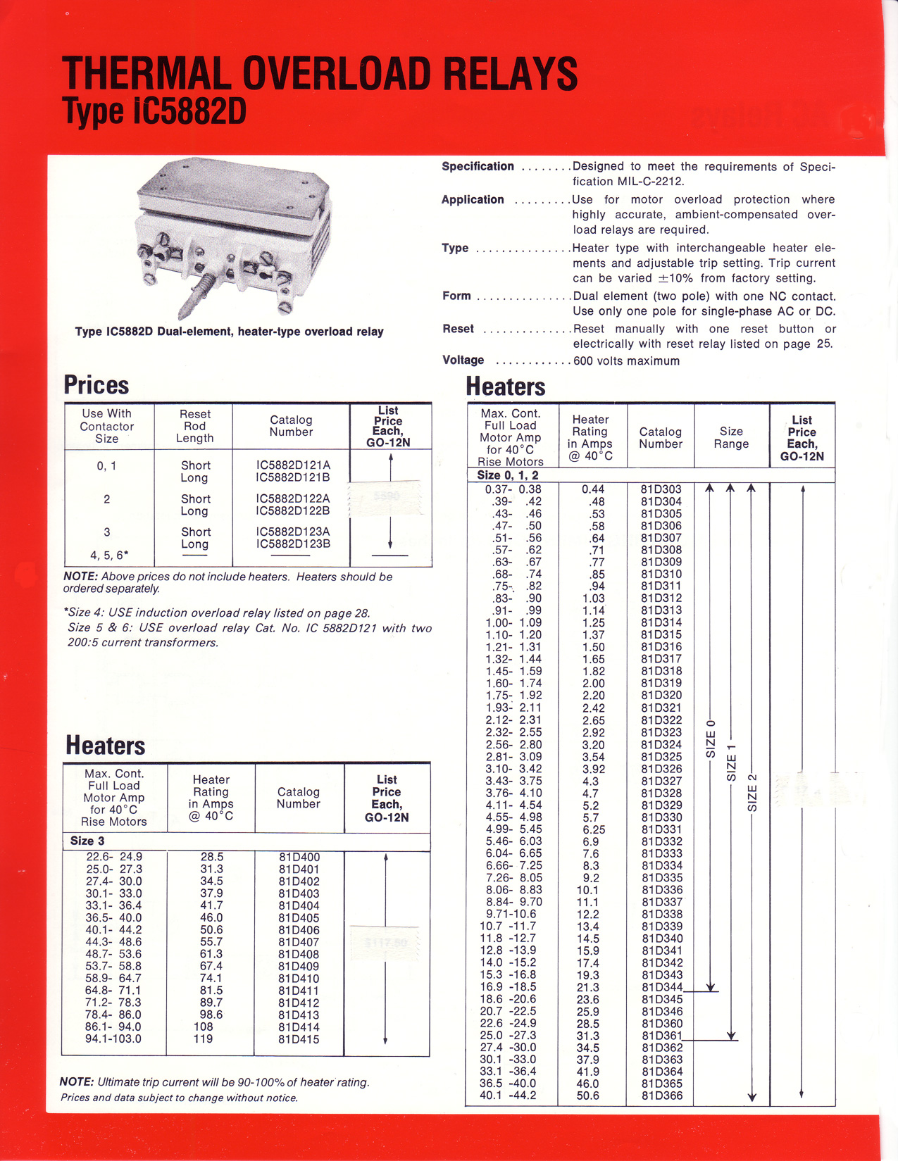 Relays, General Electric