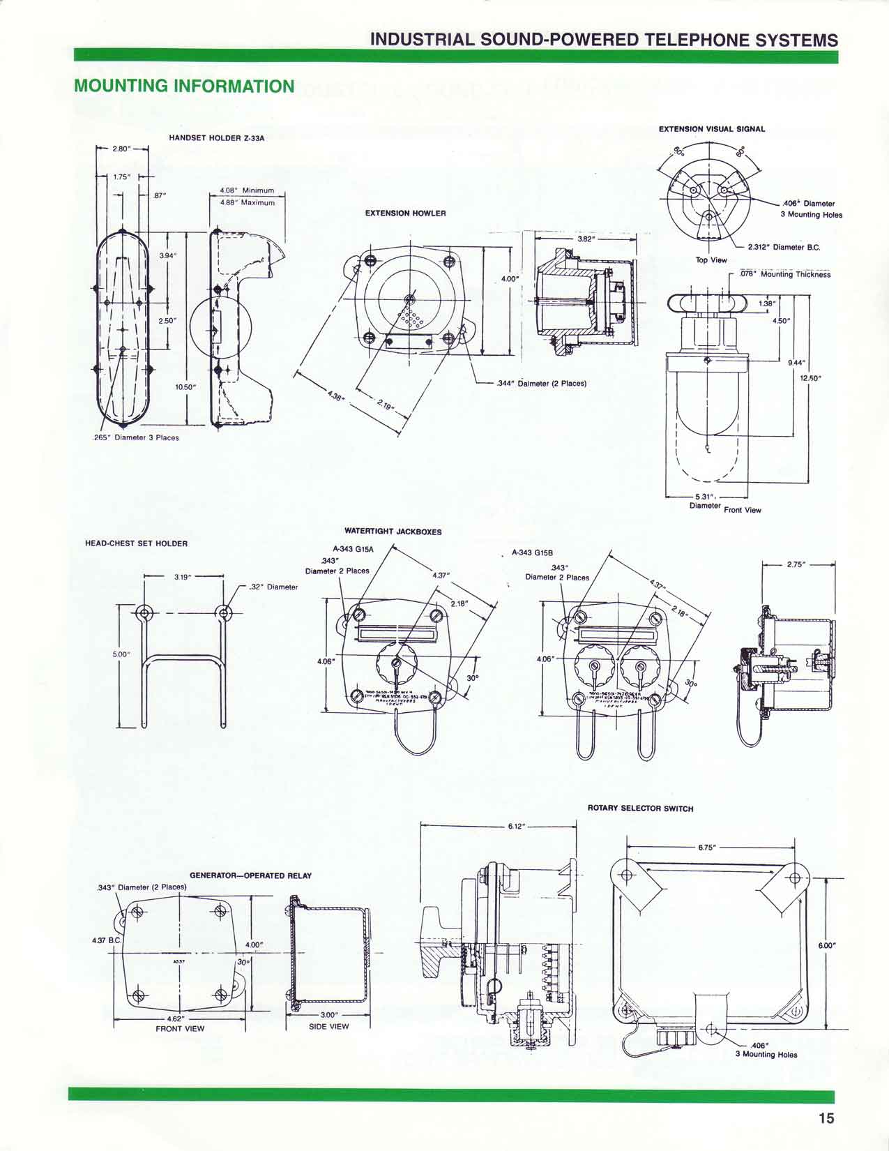 Industrial sound-powered telephone systems - mounting information