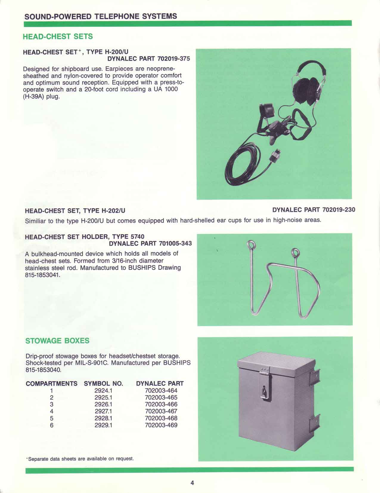 sound powered telephone systems,headsets, Dynalec