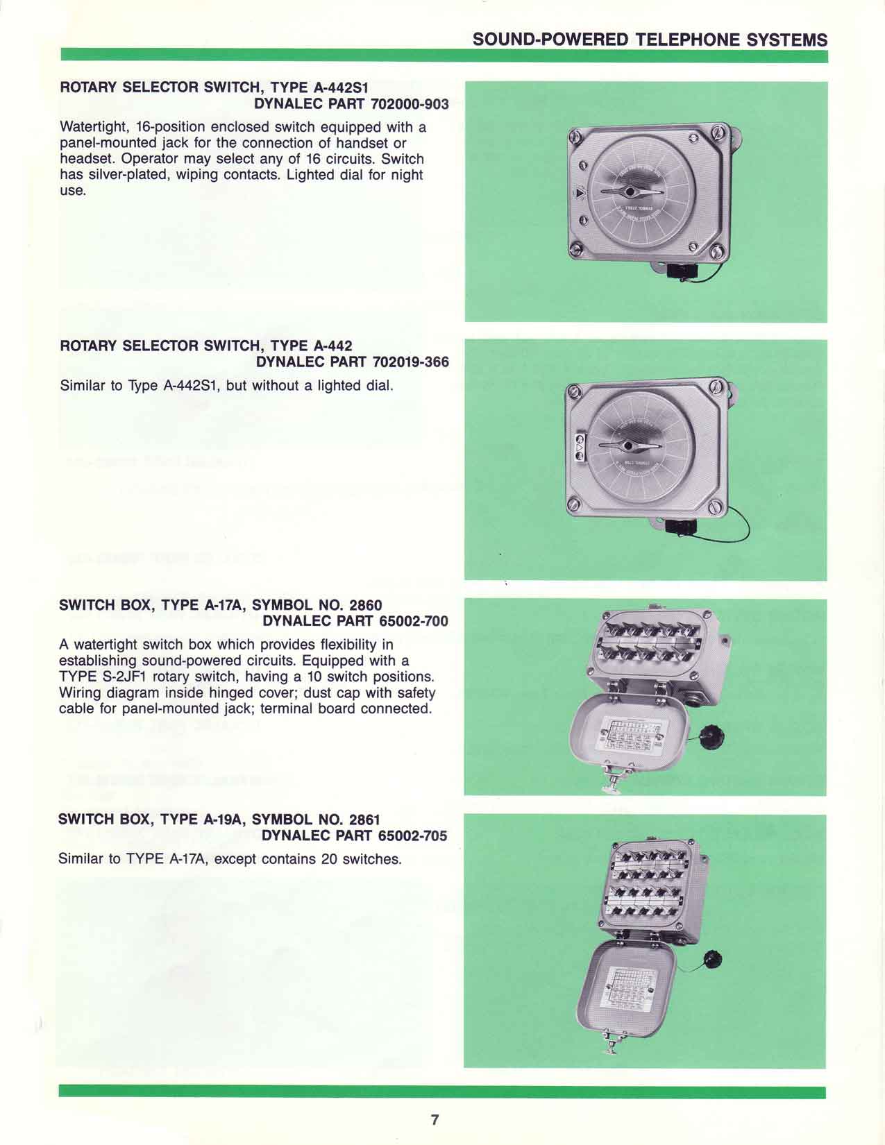 sound powered telephone systems, rotary switch, Dynalec